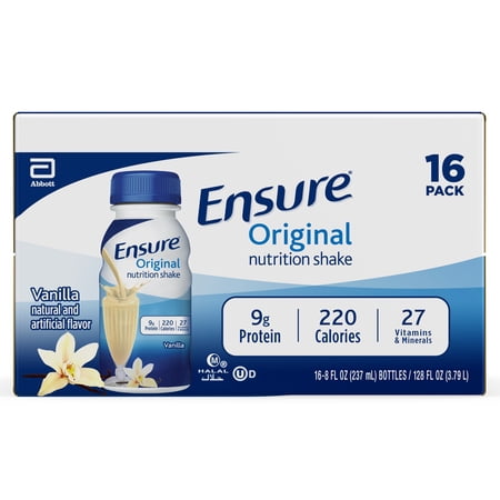 Ensure Original Nutritional Drink with 9 Grams of protein, Meal Replacement Shakes, Vanilla, 8 fl oz, 24 count
