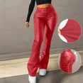 thumbnail image 2 of XPMWRP Women's High Waist Faux Leather Flare Pants Stretchy Bell Bottom Pants for Casual & Party Y2K Fashion Skinny Bootcut Trousers Red XXL, 2 of 8