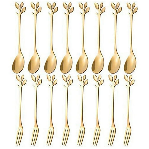 20PCS Dessert Spoon and Fork Set Fruit Fork -Gold