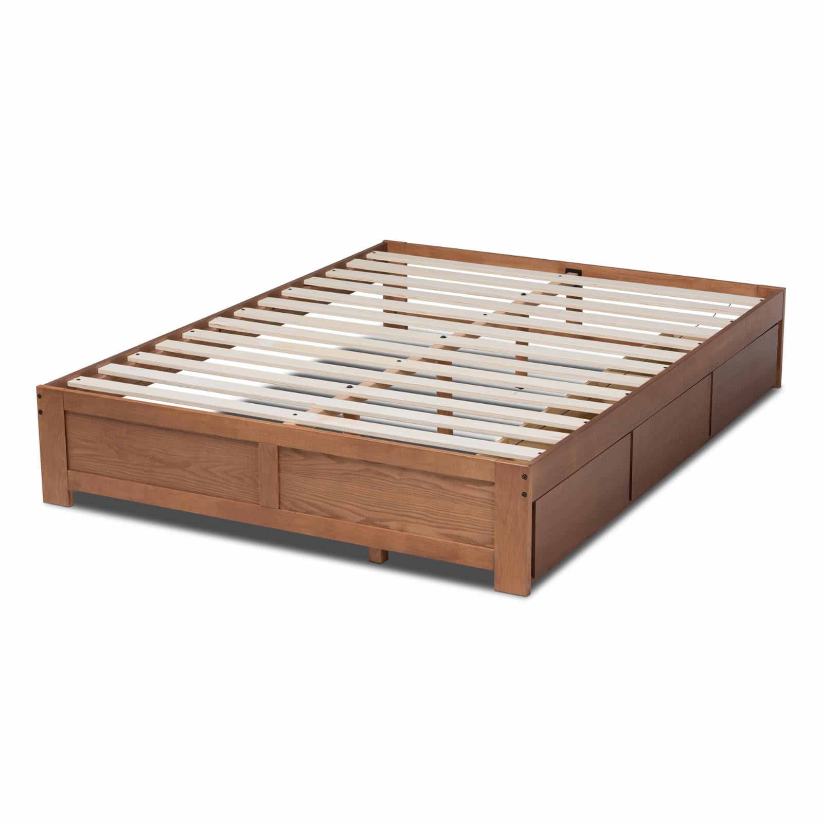 Baxton Studio Contemporary Rubberwood Storage Platform Bed King Brown