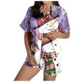 thumbnail image 1 of Wyzesi Womens Robes Ladies' Christmas Printed Silk Satin Short Sleeve Button Sleepwear Set, 1 of 5