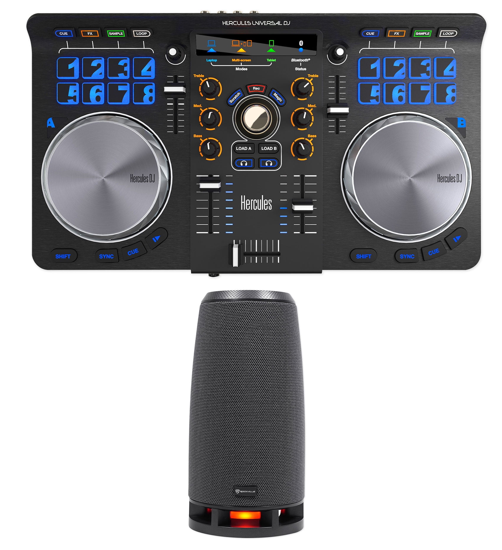 Hercules Universal DJ USB MIDI Bluetooth DJ Controller w/Pads+Interface