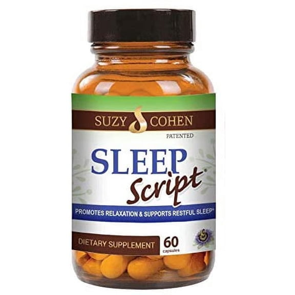 Sleep Script Capsules with Chamomile, Passionflower, Theanine, 5-HTP, Melatonin, Lemon balm for Relaxation 60ct by Suzy Cohen