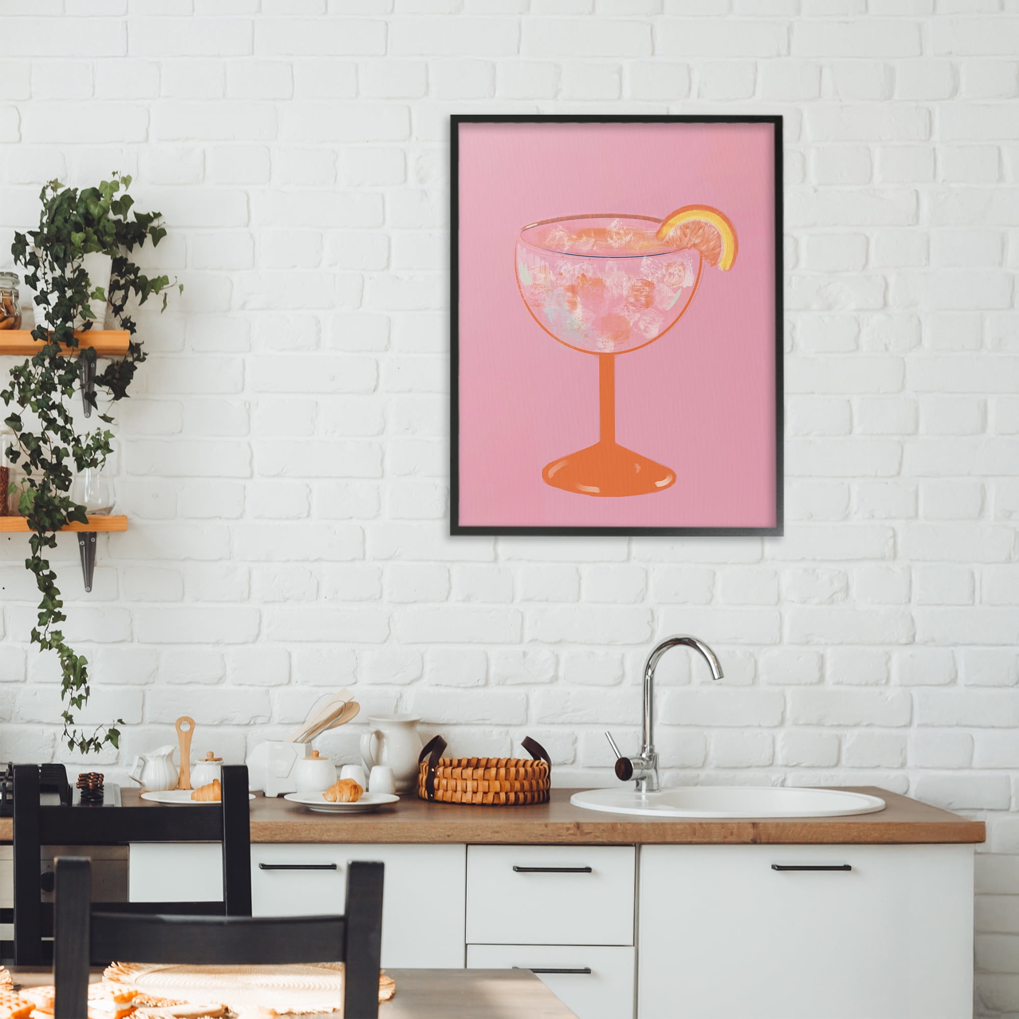 Stupell Industries Paloma Glass over Pink Black Framed Giclee Art, design by Robin Maria