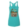 thumbnail image 2 of Wild Bobby Trendy Landscape With Daisies Cactus Monarch Butterfly Nature Lover Women Tri-Blend Racerback Tank Top, Tahiti Blue, Small, 2 of 6