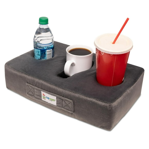 Portavasos Cup Cozy Pillow de espuma suave gris con múltiples ranuras