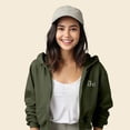 thumbnail image 4 of Dalix Be Kind Embroidered Fleece Cropped Zip Hoodie Cold Fall Winter Womens in Military Green M Medium, 4 of 5
