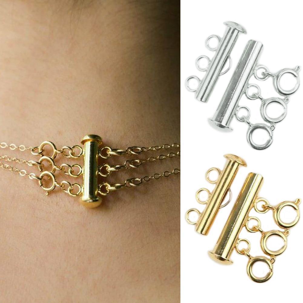 CHRISTY HARRELL 5 Pieces Necklace Extender, Gold And Silver Layered Necklace Spacer Clasp Multi Strand Slide Magnetic Tube Lock Jewelry Connectors I6S6 - image 2 of 9