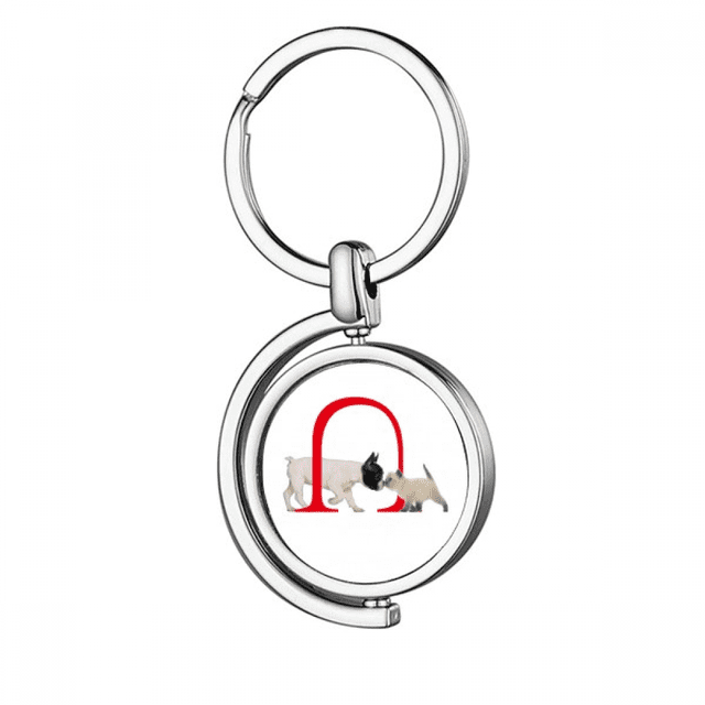 Chats Chiens Baiser Amour Animaux Art Déco Mode Rotation Porte-Clés en Métal Porte-Clés