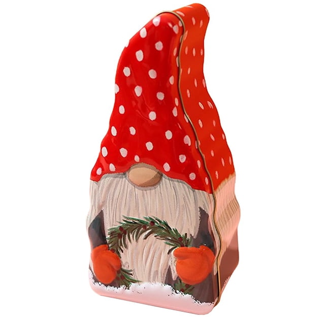 Christmas Santa Metal Cookie Jar With Lid Christmas Greeting Card Candy Storage Container Can Small Ornament Clues Ornament Bulk Ornament Glass Christmas Decorations Ornament Set with Topper
