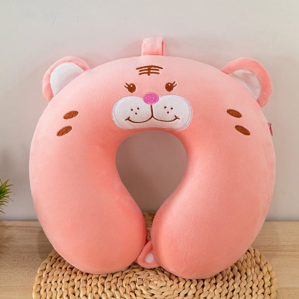 Bonita almohada para el cuello, almohada de viaje para avión, almohada cervical para el cuello, almohada de espuma viscoelástica con forma de U con dibujos de animales