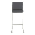 thumbnail image 6 of Fuji Contemporary High Back Barstool In Stainless Steel And Grey Faux Leather - Set Of 2, 6 of 7