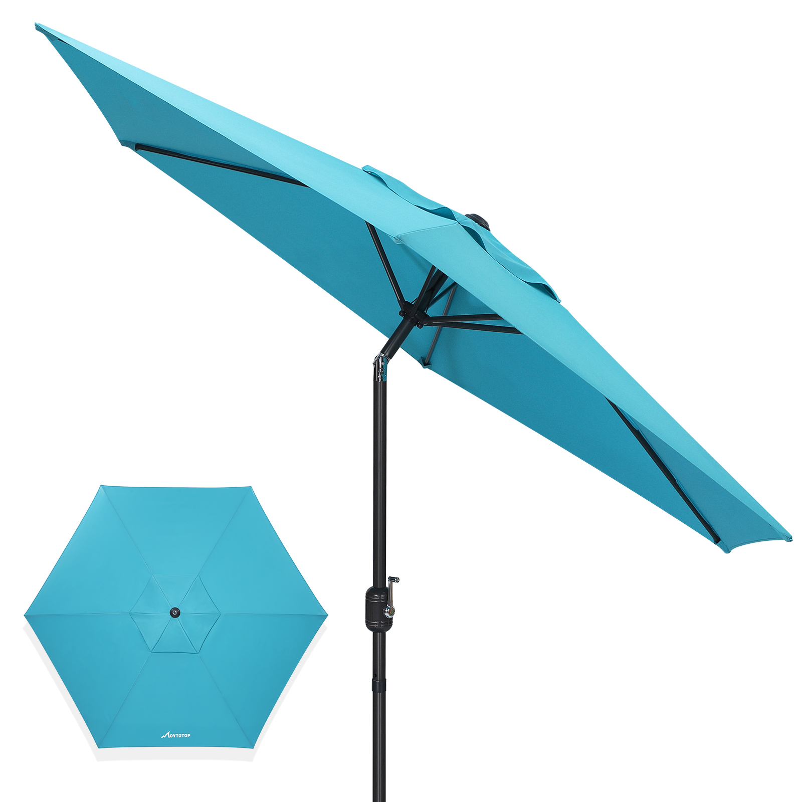NUOLUX 9ft Patio Umbrella Outdoor Sunshade Umbrella Crank Adjustable