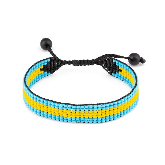 Bahamas Flag Bracelet: Adjustable Beaded String Bracelet, Handmade Boho Jewelry, Patriotic Gift for Women & Men.