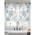 thumbnail image 2 of Summer Ocean Life Sheer Curtains 54 Inch Long 2 Panels, Marine Starfish Coral Line Art Light Filtering Rod Pocket Curtains, Sheer Voile Drapes for Living Room Bedroom, 52"x54", 2 of 8