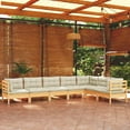 thumbnail image 1 of vidaXL 7 Piece Garden Lounge Set with Cream Cushions Solid Pinewood, 1 of 3