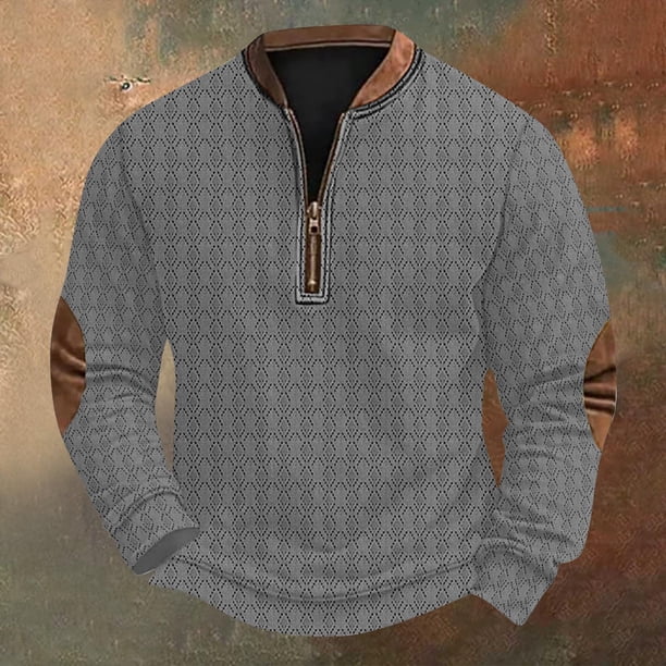Blusas y camisas de manga larga con cuello redondo Sudadera con capucha de cuello redondo para hombre Jersey estampado Blusa de poliéster de manga larga para hombre
