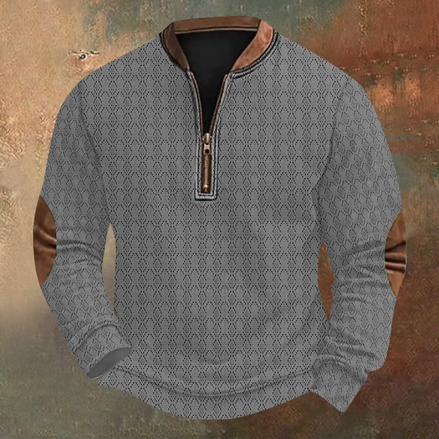 Blusas y camisas de manga larga con cuello redondo Sudadera con capucha de cuello redondo para hombre Jersey estampado Blusa de poliéster de manga larga para hombre