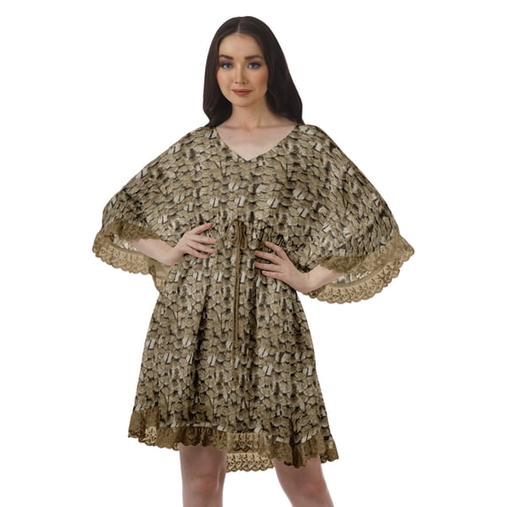 Moomaya Cover Womens Summer Dresses Plus Size Kimono Sexy Printed Mini Dress