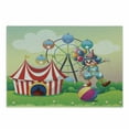 thumbnail image 1 of Circus Cutting Board, Illustration of a Clown Balancing Above an Inflatable Ball at the Carnival Print, Decorative Tempered Glass Cutting and Serving Board, Small Size, Multicolor, by Ambesonne, 1 of 1
