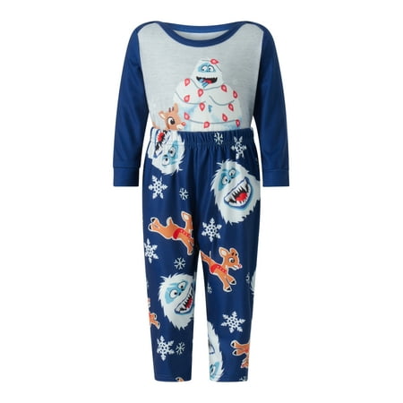 

Ma&Baby Christmas Family Matching Pajamas Elk Snowman Print Sleepwear Parent-child Two-piece Pajamas Loungewear