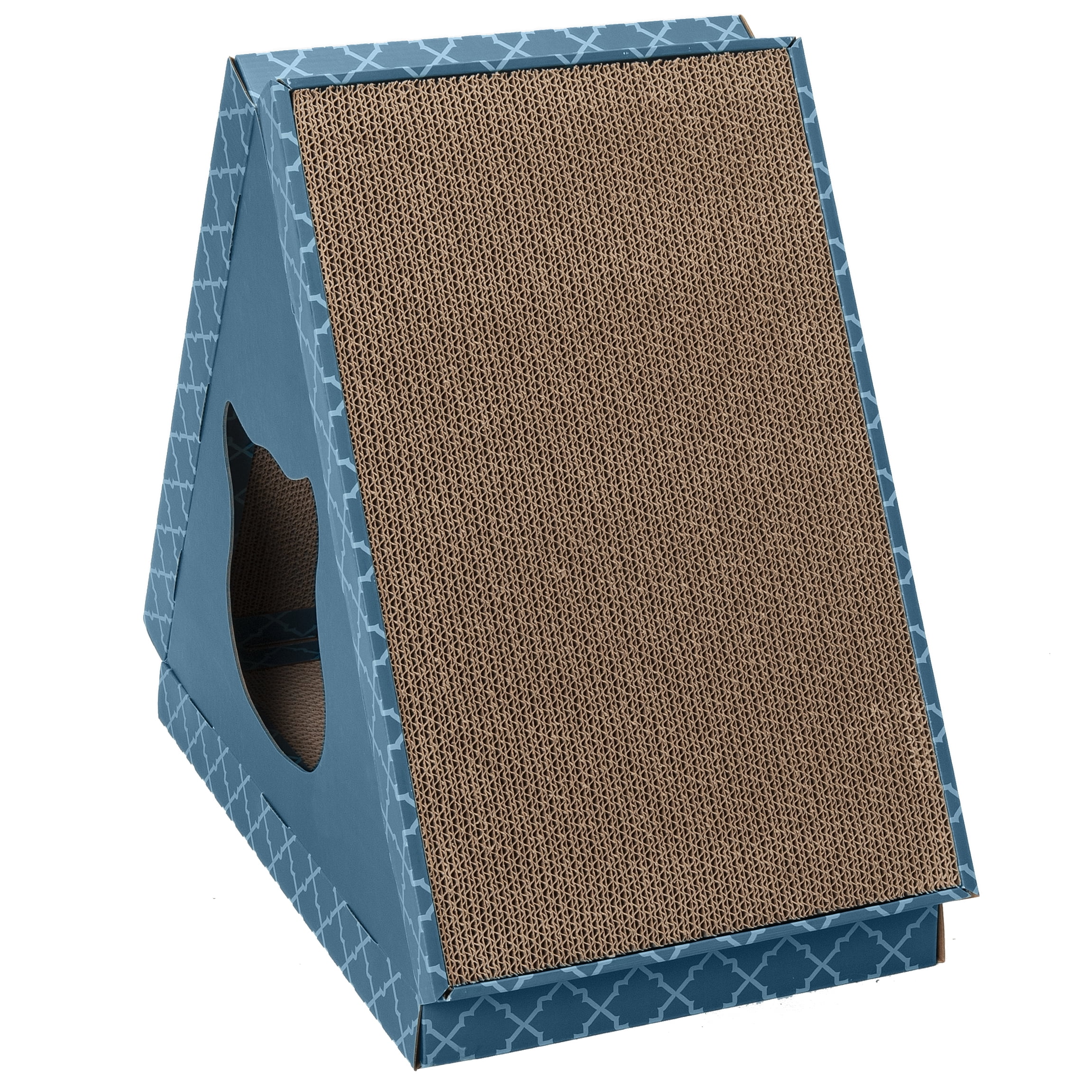 FurHaven Pet Cat Scratcher | Tiger Tent Corrugated Cat Scratcher House with Catnip, Seaglass