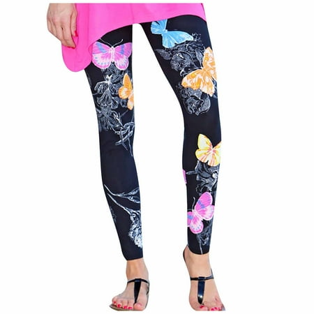 

Women Floral Printed Elastic All-match Slim Casual Long Boot Pants Leggings Lightweight Leggings for Summer Maternity Black Pants