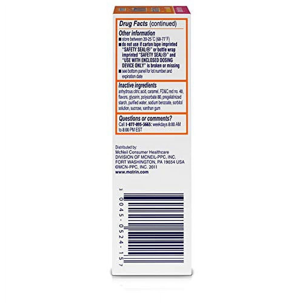 Motrin Concentrated Infants' Drops Pain Reliever/Fever Reducer, Berry Flavor 0.50 oz (Pack of 2)