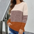 thumbnail image 4 of Lovskoo Sweaters for Women Casual Trendy Color Matching Pullover Long Sleeve Round-Neck Sweater Orange, 4 of 5