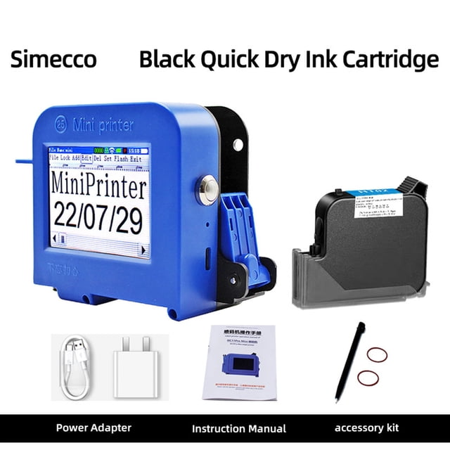 Printer Jet, 25.4mm Portable Label Inkjet Printer Large Character Mini Handheld Coder Production Date Barcode Logo Print Permanent Ink ,Fast Printing