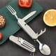 thumbnail image 5 of Juego de Utensilios de Campamento Multifuncional de Acero Inoxidable – Cuchara Tenedor Cuchillo Abrebotellas Portátil, Vajilla Compacta de 8.5cm para Uso en Exteriores y Oficina, Plateado, 5 of 6