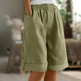 thumbnail image 2 of Lenpel Bermuda Shorts for Women Elastic High Waisted Knee Length Wide Leg Shorts Baggy Summer Casual Shorts with Pockets, 2 of 2