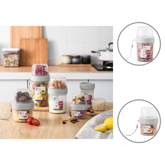 Double Layers Food Container Multifunctional Transparent Portable Yogurt Cereal To-Go Container for Baby