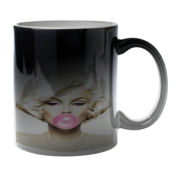 KuzmarK Black Heat Morph Color Changing Coffee Cup Mug 11 Ounce - Prom Queen Pretty Kitty
