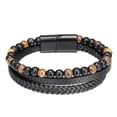 thumbnail image 2 of Pulsera de cuentas de ojo de piedra volcánica natural Pulsera moldeadora Pulsera de ágata con cuerda de piel de vaca un calentador, 2 of 2
