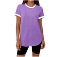 thumbnail image 2 of FNFYFH Womens Workout Tops Loose Fit Short Sleeve Athletic Shirts Color Block Gym Clothes Outfits Sun Protection T Shirts, 2 of 10