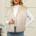 thumbnail image 2 of Sexlip Women Faux Fur Waistcoat Fashion Winter Fuzzy Sleeveless Open Front Outwear Gilet Casual Short Vest Jacket Coat Y2K Yellow XXXL, 2 of 6
