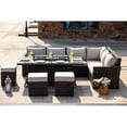 thumbnail image 3 of Abrihome 8-piece Outdoor Wicker Sofa with Fire Pit Table Patio Set,Brown, 3 of 4