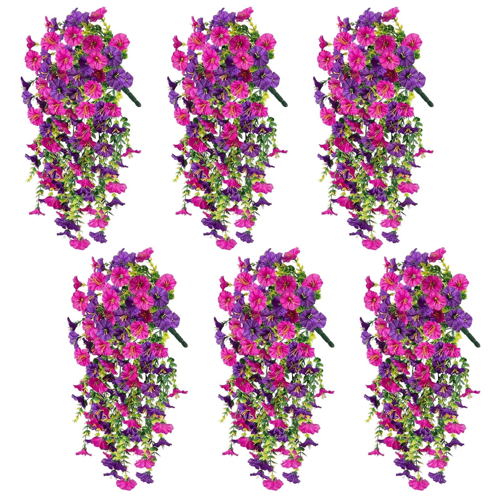 openpig Artificial Flowers for Outdoor Indoor Garden Home Decoration, 6PC Outdoor Garden Realistic Artificial And Morning Wall Hanging Vines
