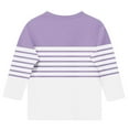 thumbnail image 5 of Girls 3/4 Sleeve Basic T-shirts Fashion Plaid Striped Tshirts Casual Fall Spring Polyester Cotton Tops 3-14 Years (9 Years, Purple 01), 5 of 5
