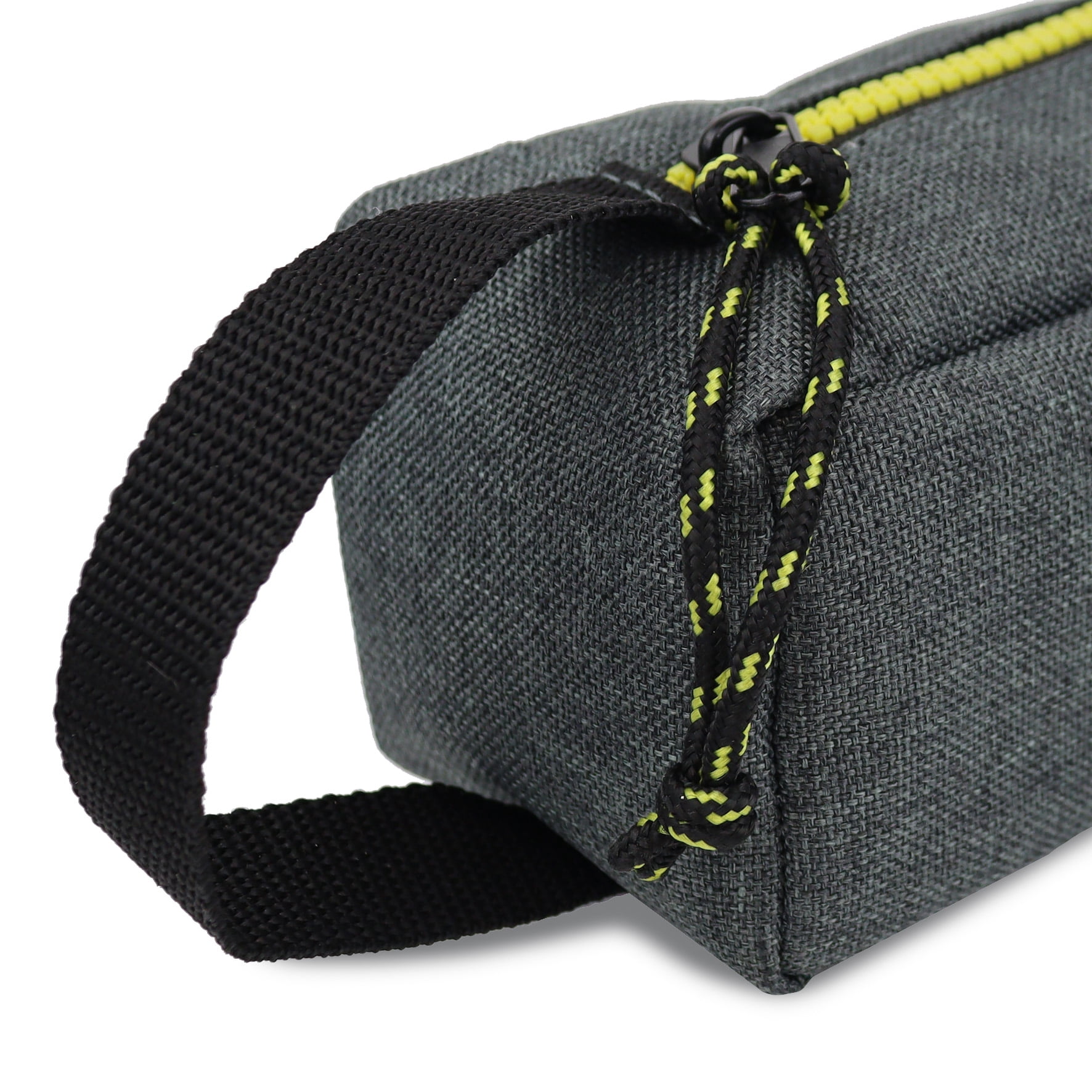 Pen+Gear Sporty 1 Zip Pencil Pouch, Grey Polyester, Yellow Zip and Pull Cord, College, Middle and High School