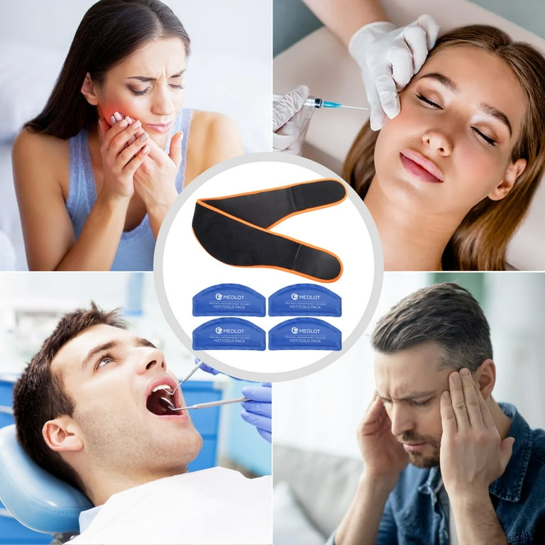 LotFancy Face Ice Pack Wrap with 4 Reusable Hot Cold Therapy Gel