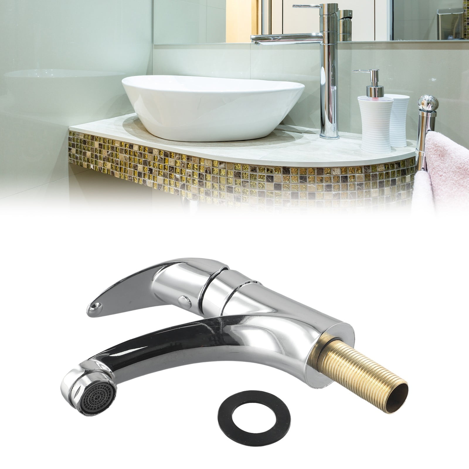 chengsi Sink Tap Faucet Bathroom Counter Bathroom Faucet Chrome Mixer Tap Single Cold Sink Faucet Universal Water Sink