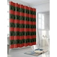 thumbnail image 3 of Christmas Winter Deer Standard Shower Curtain Set, Waterproof Shower Curtains for Bathroom, Red Classic Plaid Green Pastoral Washable Fabric Cloth Bath Curtain for Bathtub with Hooks 72x72 Inches, 3 of 6