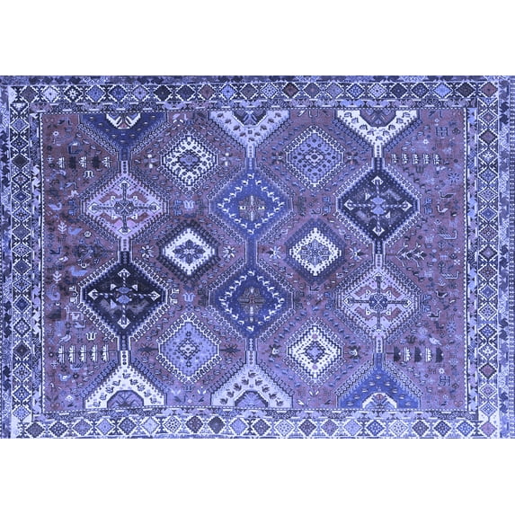 Ahgly Company Machine Washable Indoor Rectangle Persian Blue Traditional Area Rugs, 2' x 4'