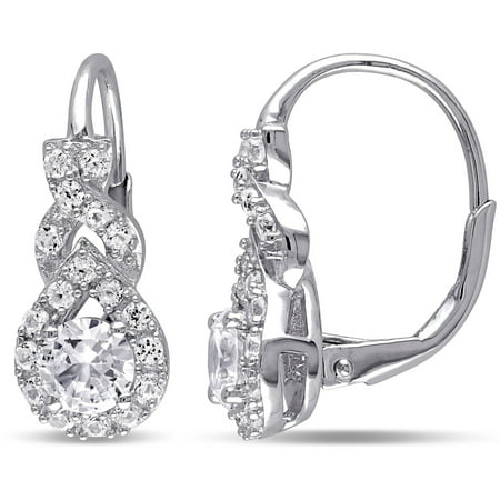 Miabella 2 Carat T.G.W. Created White Sapphire Sterling Silver Infinity Leverback Earrings