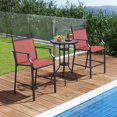 thumbnail image 2 of Costway Outdoor Counter Stools Set of 2 with Footrest & Armrests Metal Frame for Backyard Red, 2 of 8