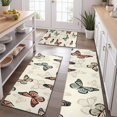 thumbnail image 2 of Beige Butterfly Pattern Kitchen Rugs Sets Of 3,Kitchen Runner Rugs Non Skid Washable,Decorative Kitchen Floor Mats for Kitchen,Sink,Laundry,17"x30"+ 17"x47" + 17"x59", 2 of 6