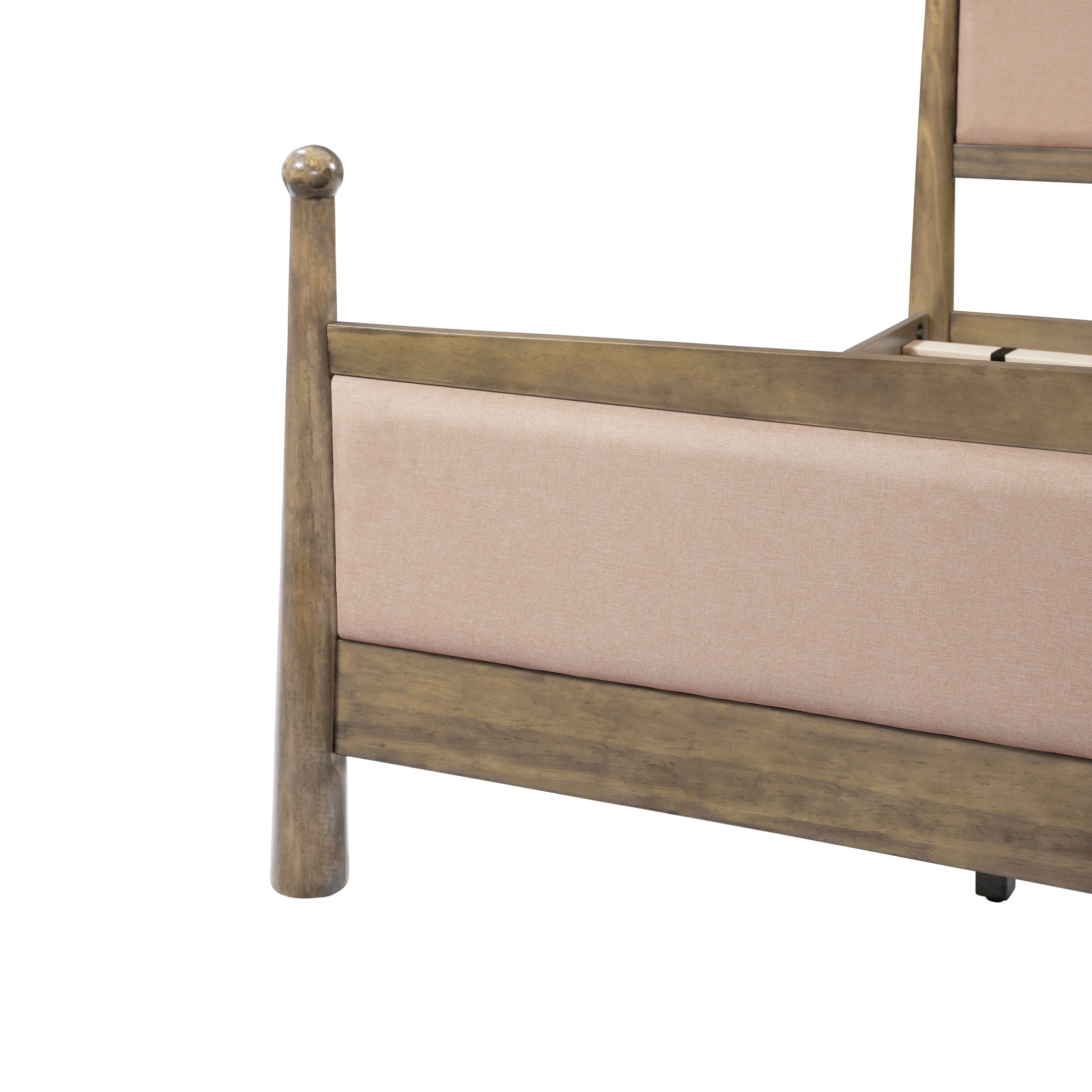 Christopher Knight Home Farmhouse King Platform Bed Frame with Upholstered Headboard, Antique Oak