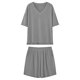 thumbnail image 4 of 3/4 Manga Casual Tops para las Mujeres Suelto V-Cuello Nervioso Punto Superior con Elástico-Cintura Pantalones Cortos Pantalones Conjuntos, Tela Elástica Suave para el Salón Diario Y el Uso Casual, 4 of 7